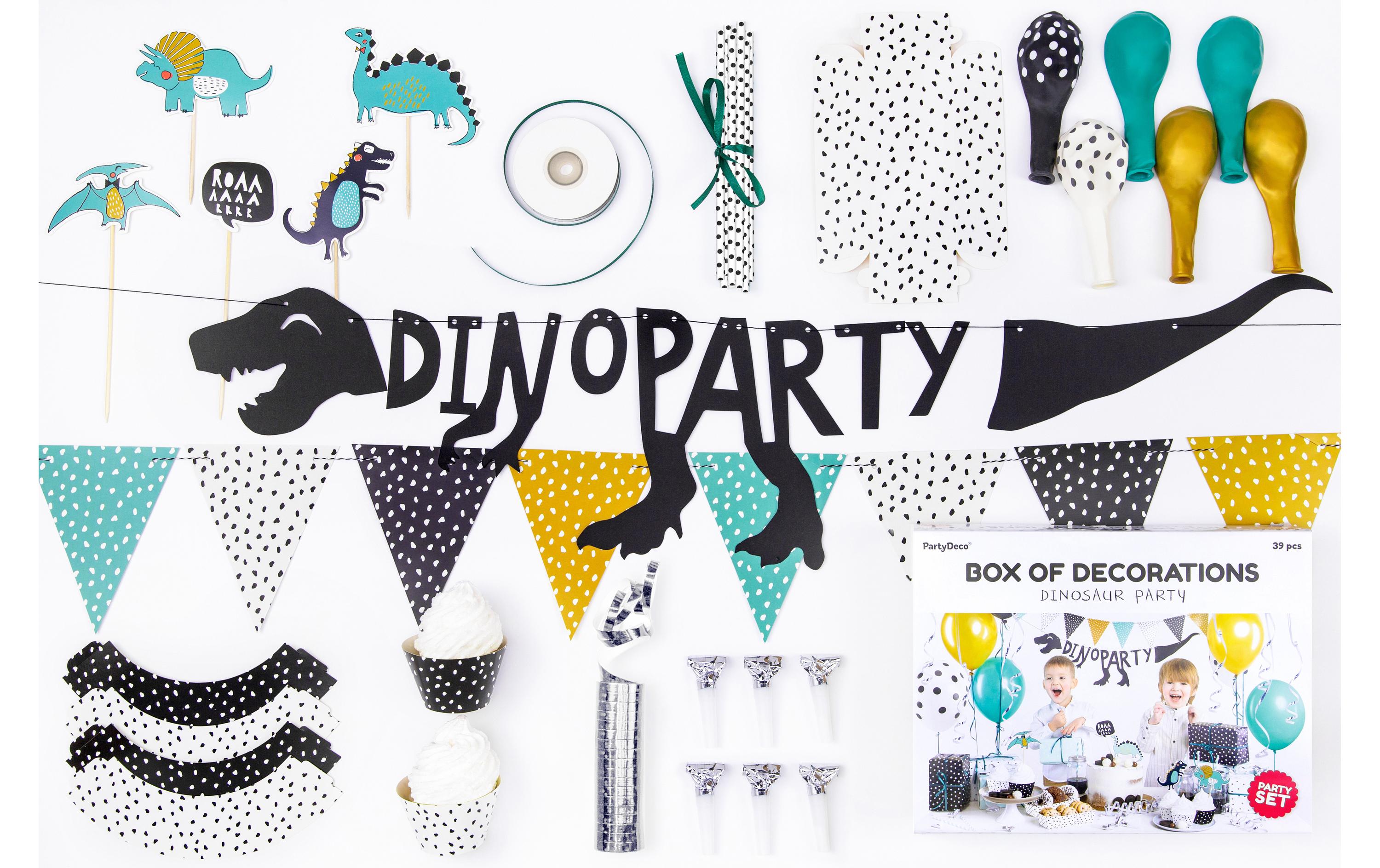 Partyset Dino Party 10-teilig, MehfarbigDekorations-Set für Dinosaurier Fans