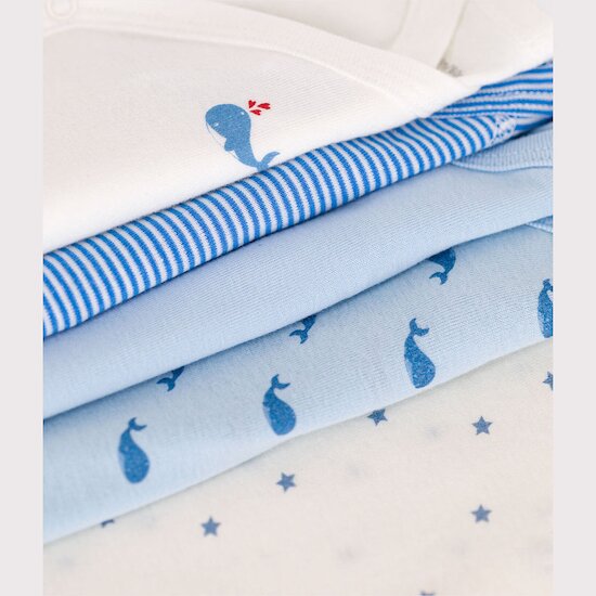 Lot de 5 bodies croisés manches longues en coton imprimé   de               Petit Bateau