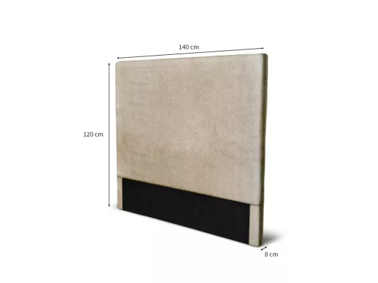 Tête de lit lisse en tissu NUMA - Beige, Largeur - 140 cm