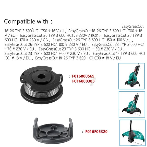 INF Trådsneller med trimmertråd for Bosch EasyGrassCut 18-230 gresstrimmer Sort