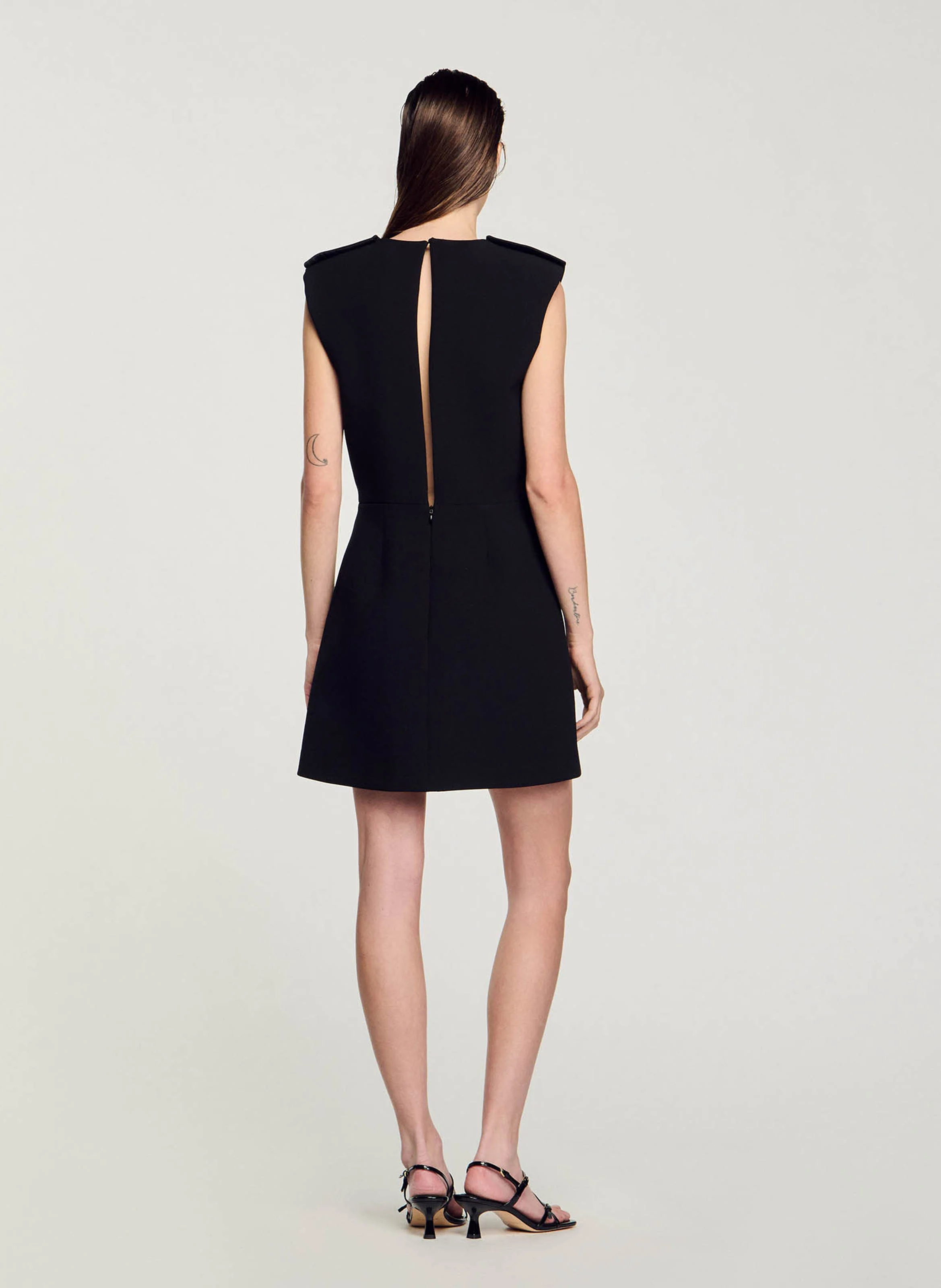 Robe courte col V | Noir