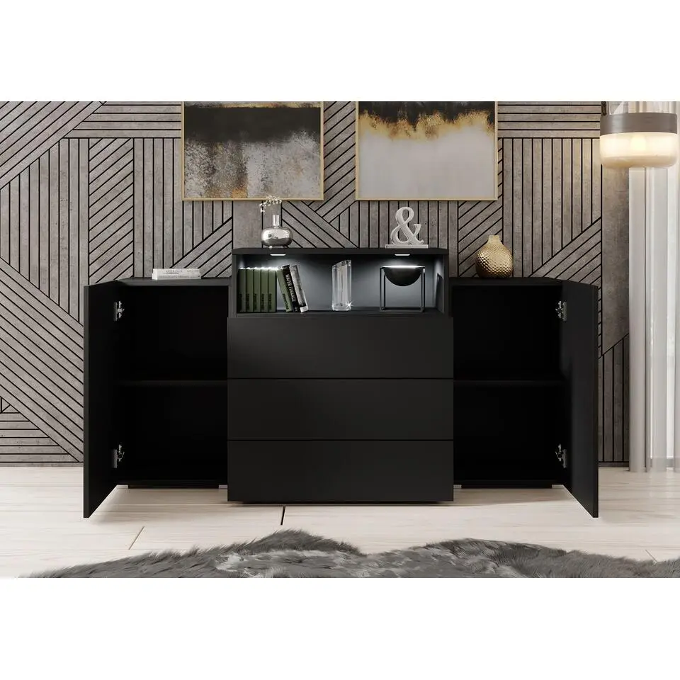Meubella - Dressoir Universal - Mat Zwart - 150 cm