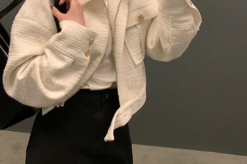 Coris - Cropped jack met kraag en rits