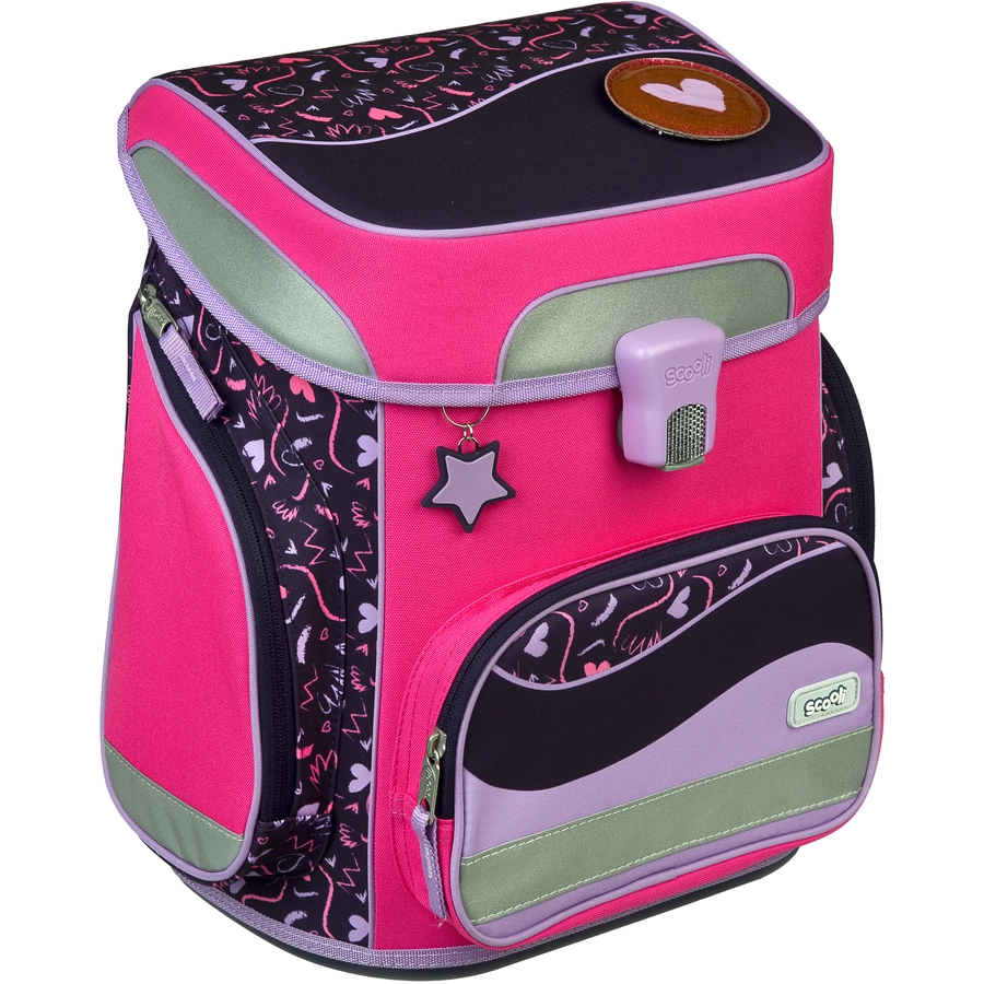 Scooli EasyFit Schulranzen-Set Glow-Edition Heartbeat