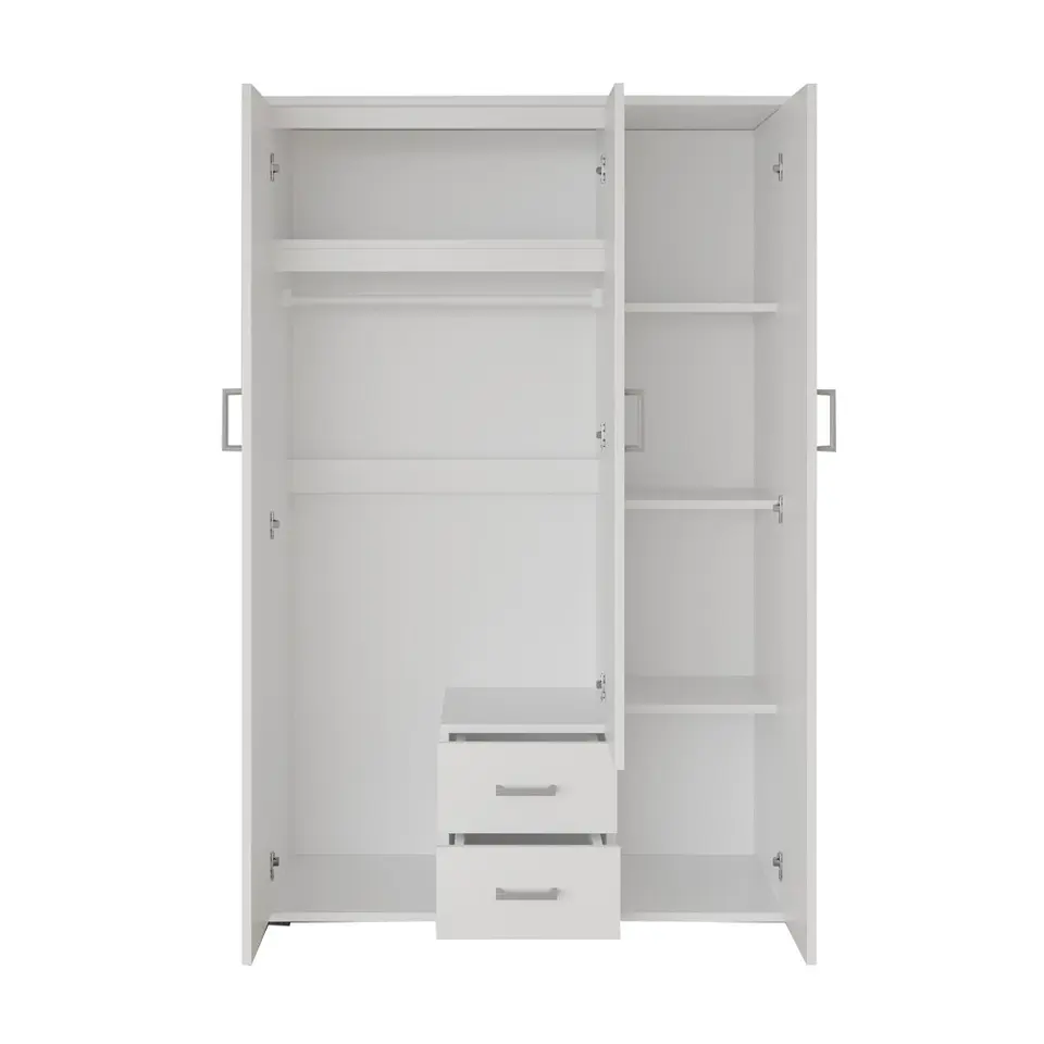 Interiax Kledingkast 'Lena' - Wit - 3 Deurs - 185x120x52cm