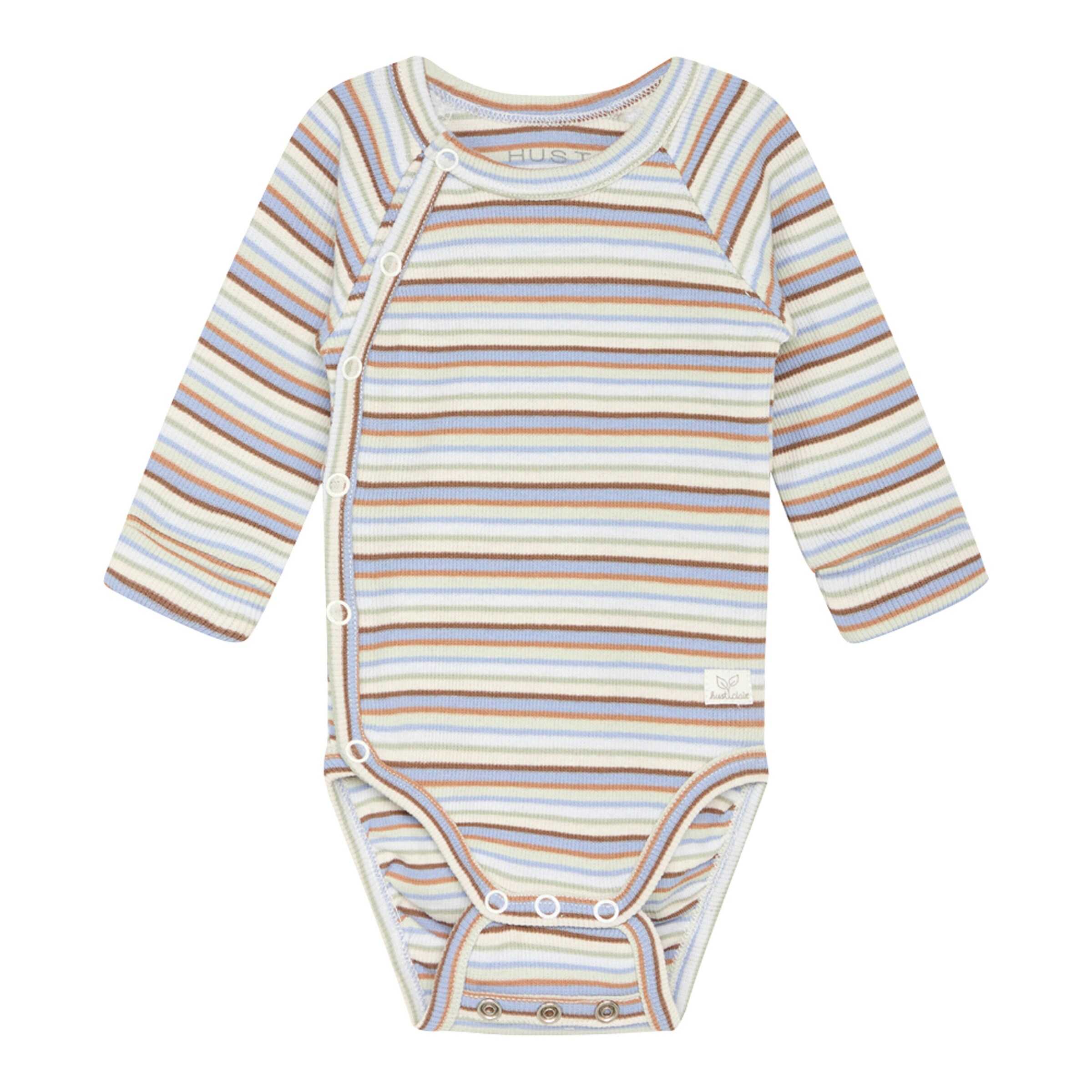 Hust&Claire Wickelbody langarm Ringel Rippqualität blau/bunt