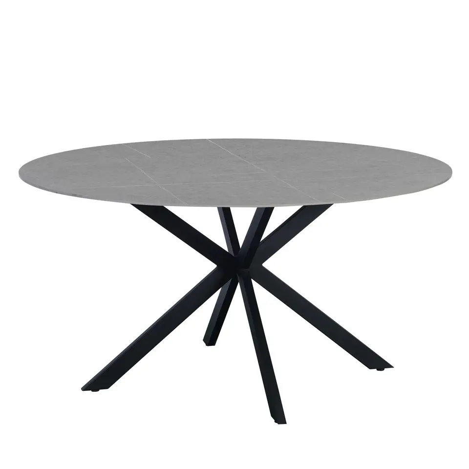 Ronde eettafel Yuna Ø150 cm marmerlook grijs - Stoneware - Grijs
