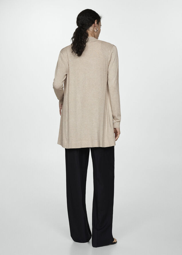 MANGO Fine-knit cardigan Lt pastel brown