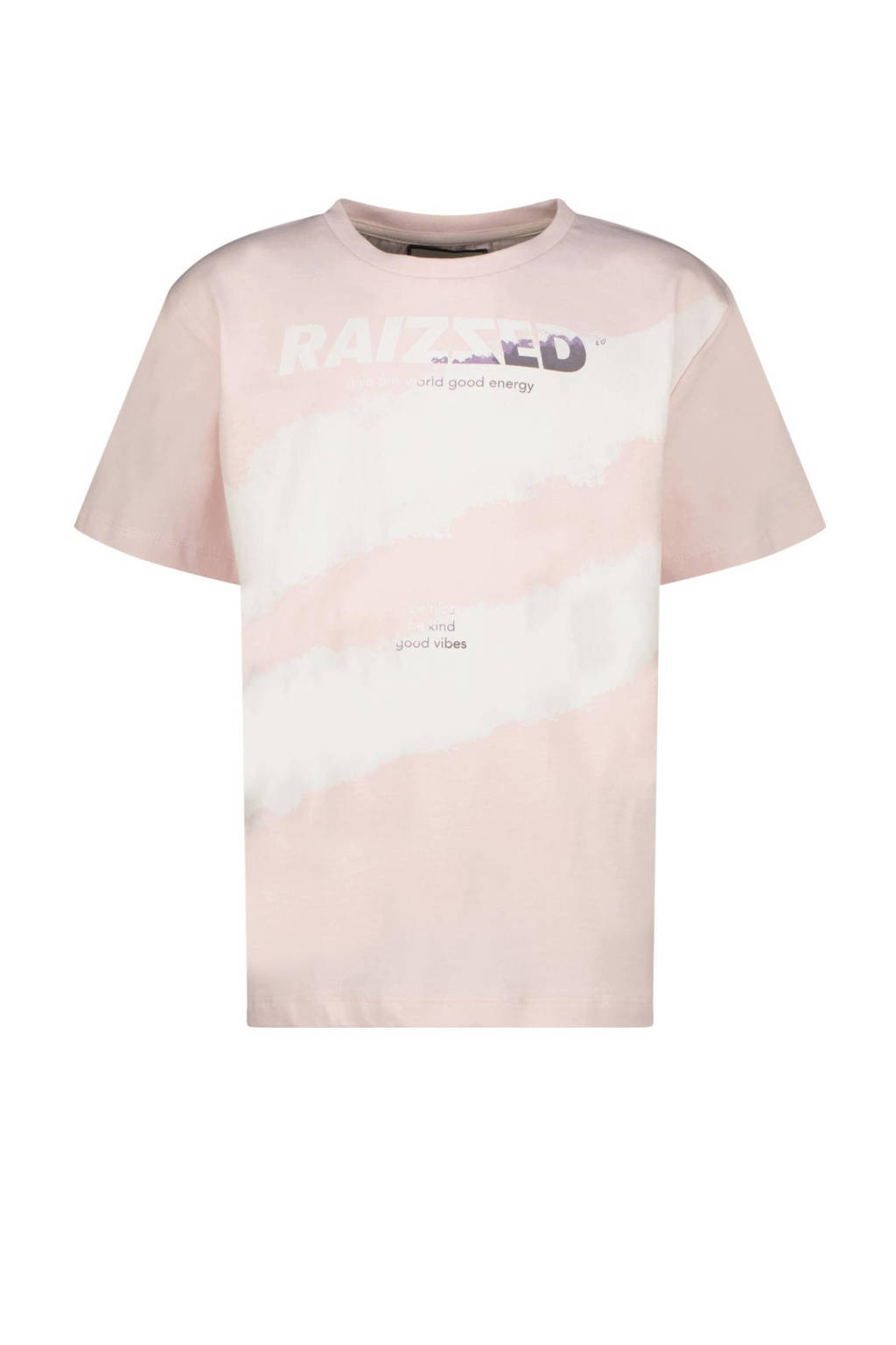Raizzed T-shirt Hush met printopdruk roze/wit
