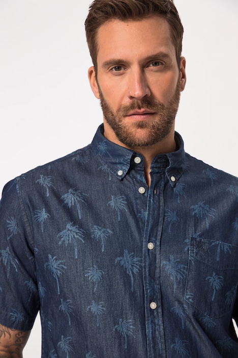 Hemd, Halbarm, floraler Print, Buttondown-Kragen, Modern Fit