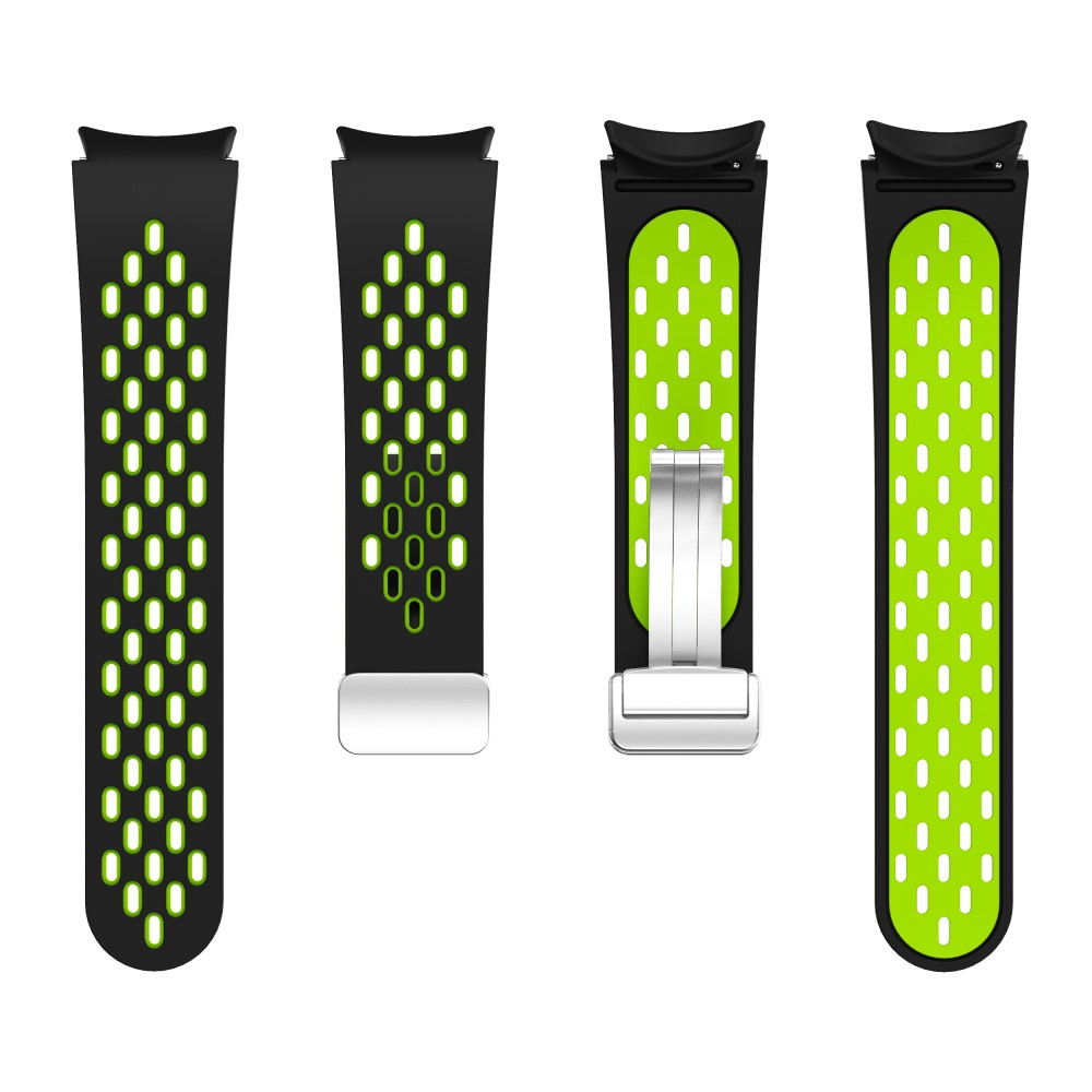 Samsung Galaxy Watch Active 2 (40mm) Ersatz Sport Dual Color Silikon Armband mit Magnetverschluss (Gelenkumfang: 180 - 240mm) - Schwarz / Neon-Grün