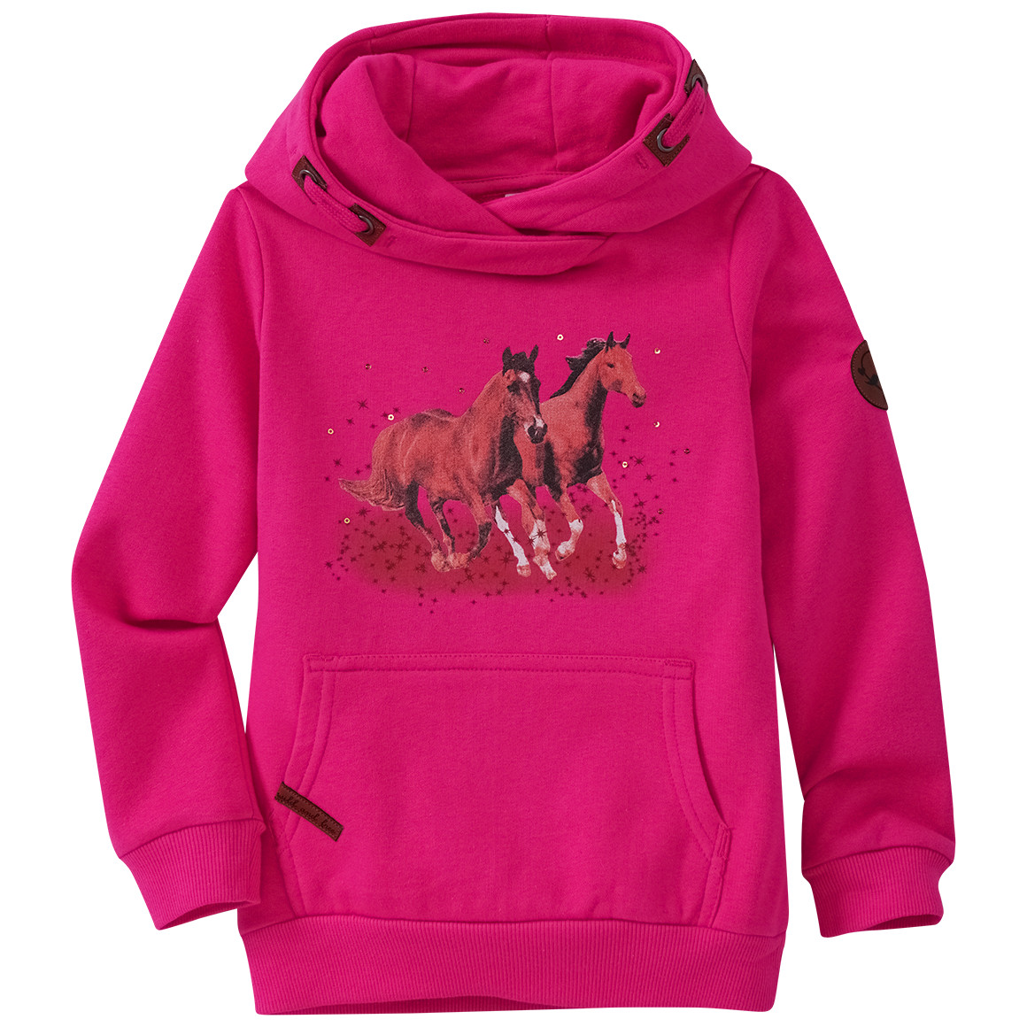 Yigga Mädchen Hoodie mit Pferde-Motiv pink
