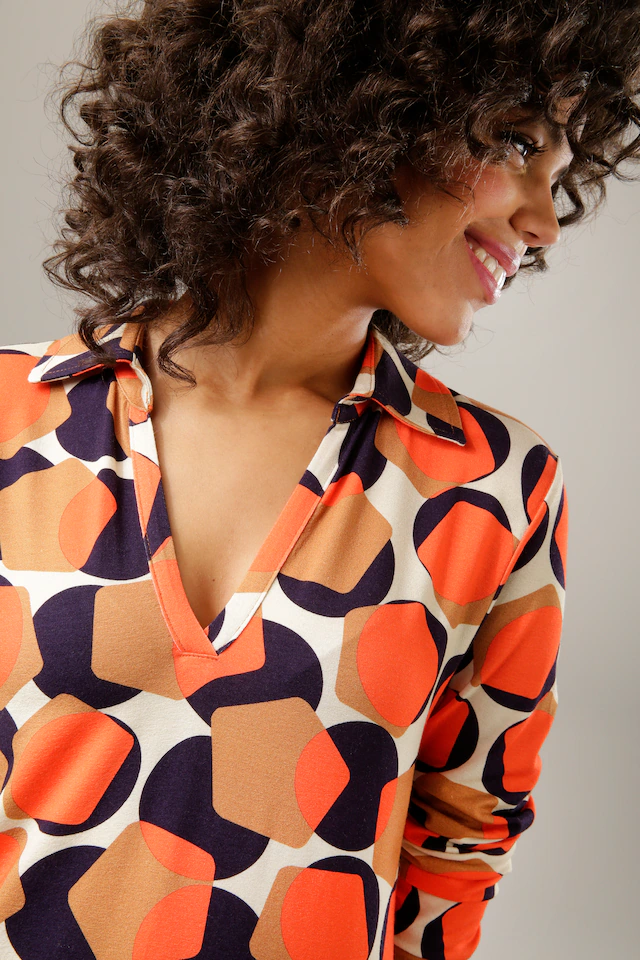 Aniston CASUAL Shirtbluse , mit trendigem Retro-Muster - jedes Teil ein Unikat