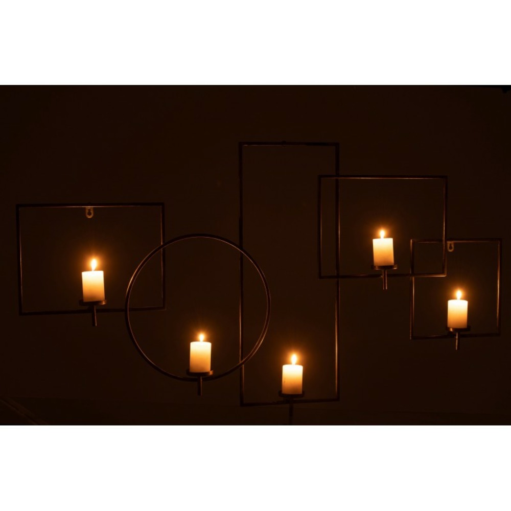 Bougeoir décoratif attaché en métal doré 124x4x65cm