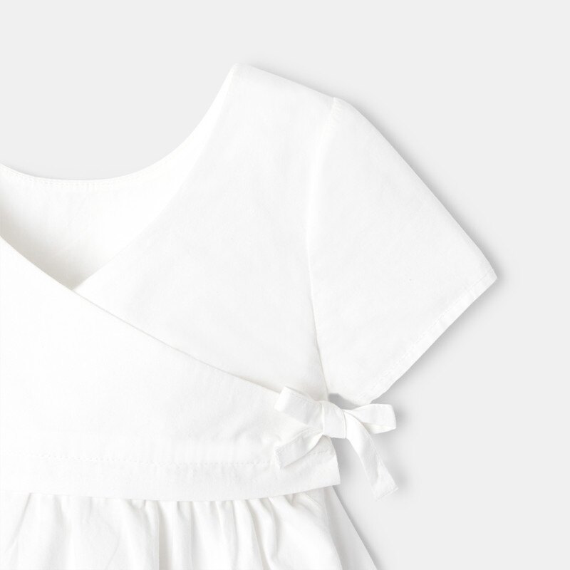 Robe à manches courtes et bloomer en coton bio blanche naissance Absorba Blanc