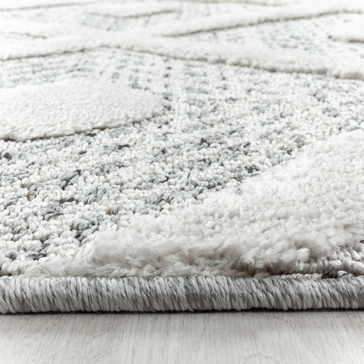 Scandinavisch vloerkleed - Pitea Ethno Creme/Grijs