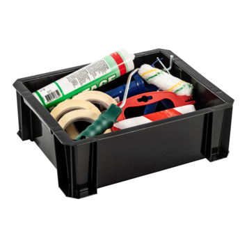 Stapelbare opbergbox Heavy Duty 8 liter zwart