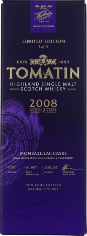 TOMATIN 12 YEARS 2008 MONBAZILLAC FRENCH COLLECTION 70CL