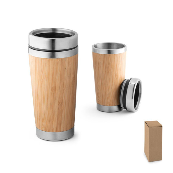 hi!dea 94241 - Tasse de voyage 500mL en babou et acier inox