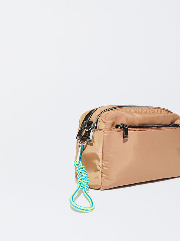 Bolsa transversal de nylon - cor camelo
