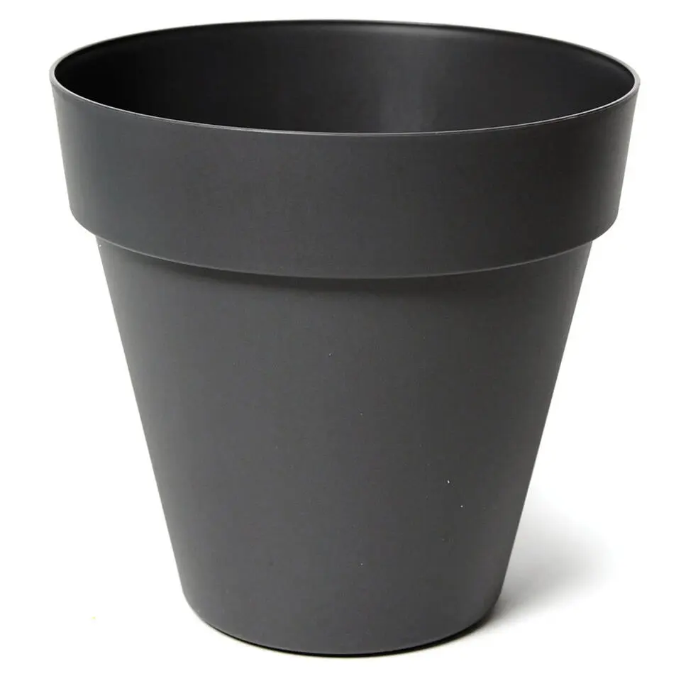 Mega Collections Plantenpot/bloempot - kunststof - zwart - D26 cm