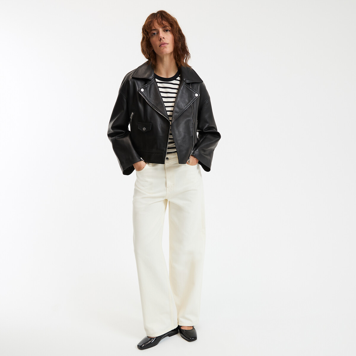 LA REDOUTE COLLECTIONS<br>Jaqueta de couro estilo motociclista, Signature THELMA