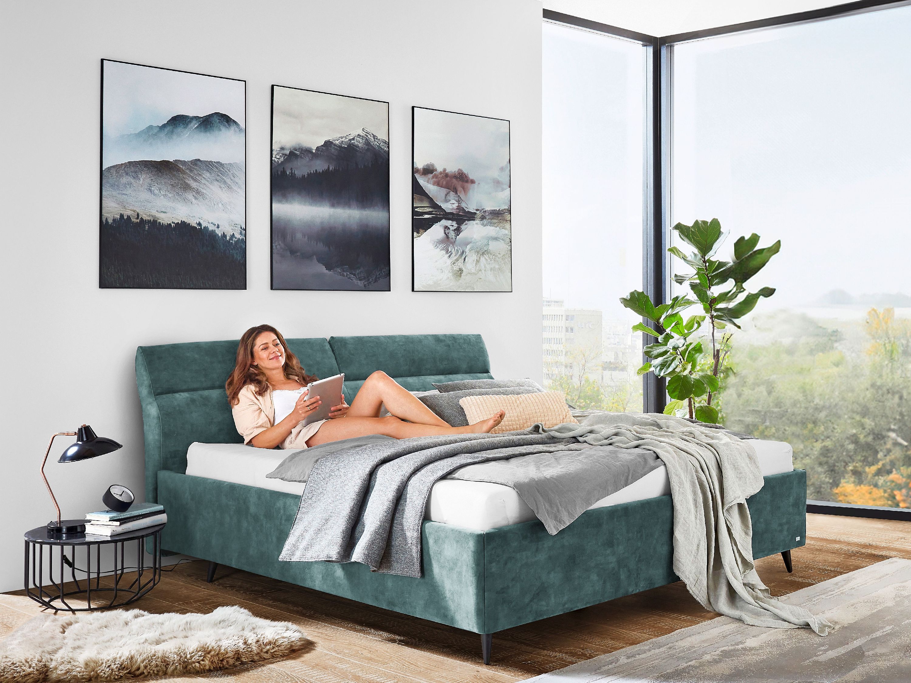 Polsterbett RUF CASA 160X200 ohne Matratzen petrol