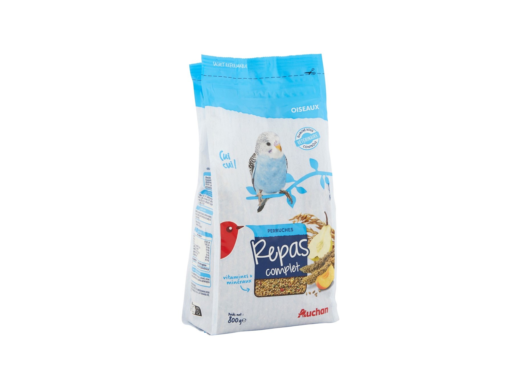 COMIDA PARA PERIQUITOS AUCHAN MENU COMPLETO 800G