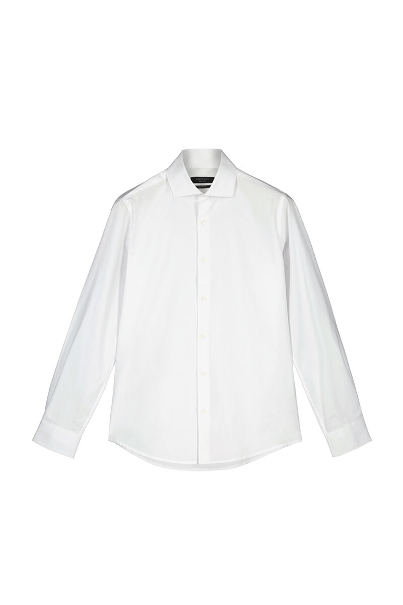 Camisa social lisa, fácil de passar - Branca