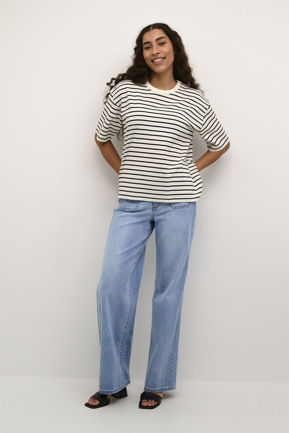 Kaffe KAwinny 1/2 Sleeve T-Shirt Antique white/black stripe
