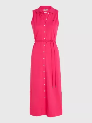 Vestido polo midi justo sem mangas
