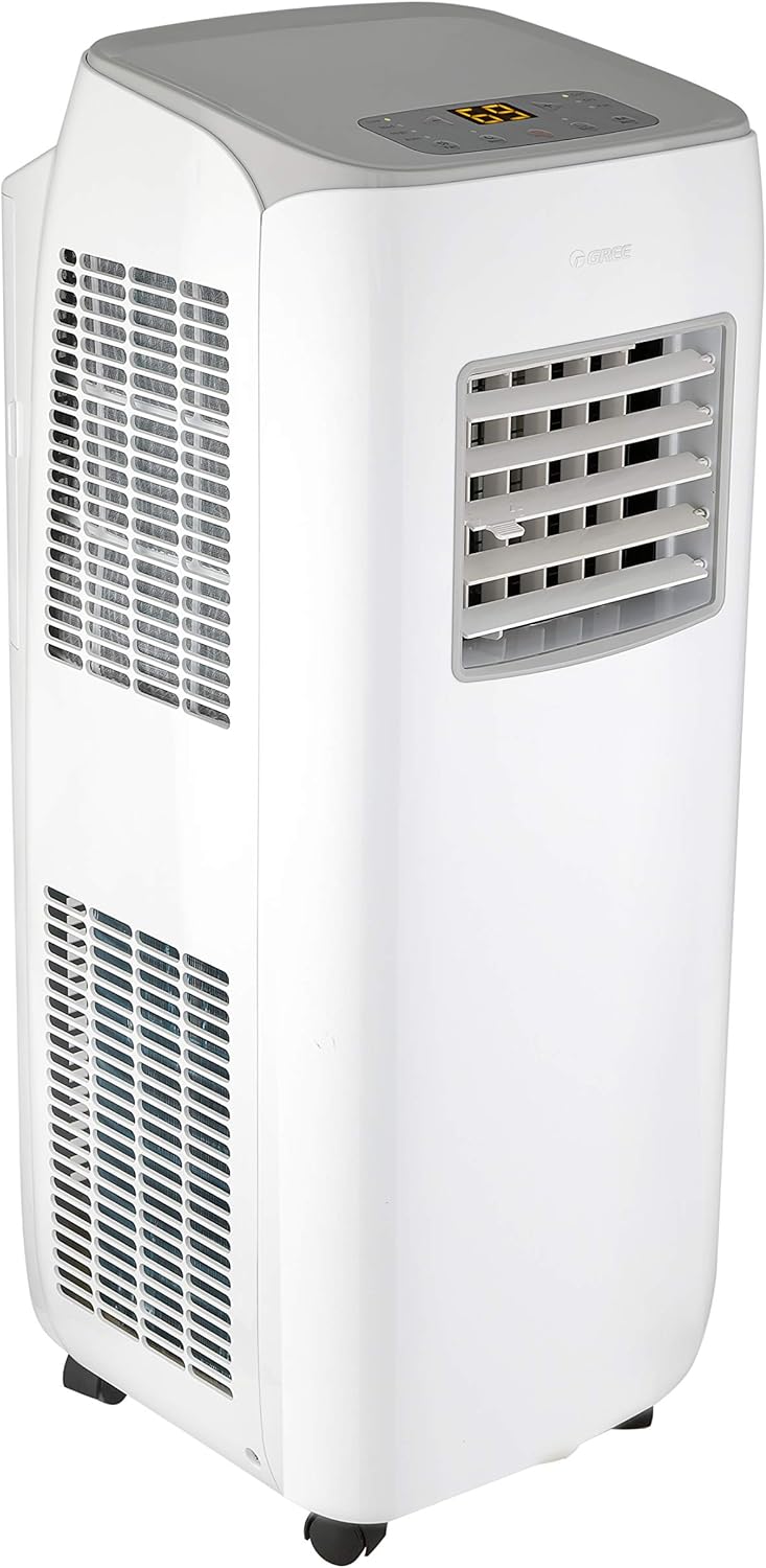GREE mobile Klimaanlage PURITY Kälteleistung 2,6 KW / 9000 BTU, 3-in-1 zum Kühlen, Entfeuchten und Ventilieren, Kältemittel R290, inkl. Abluftschlauch, Fernbedienung, Energie Klasse A