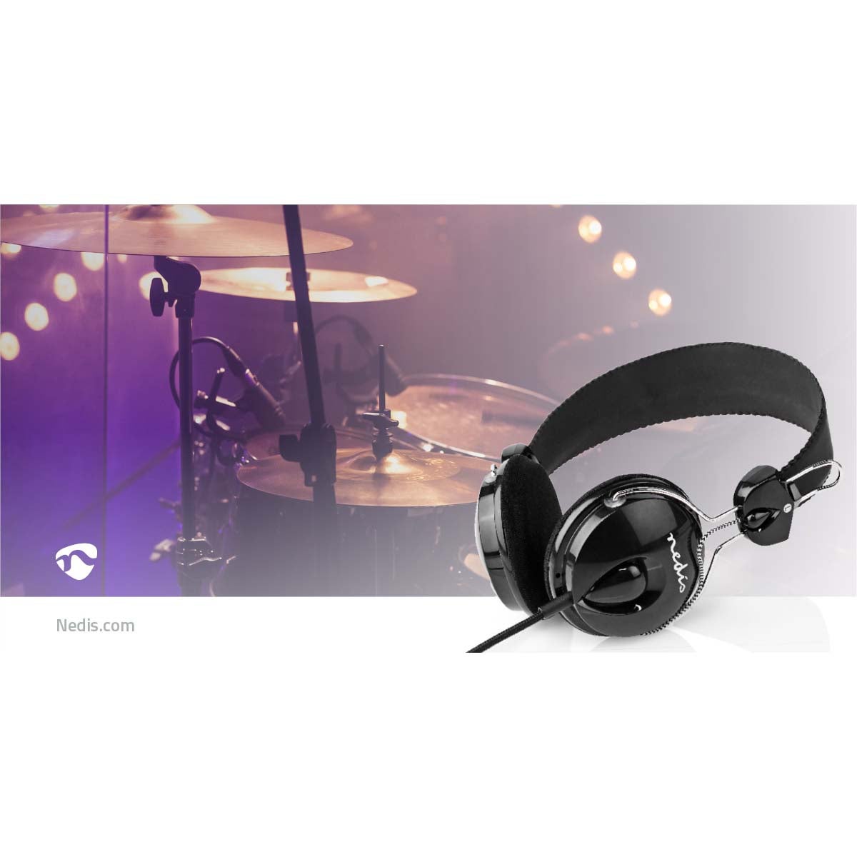 Nedis HPWD1104BK on-ear koptelefoon 3.5 mm zwart