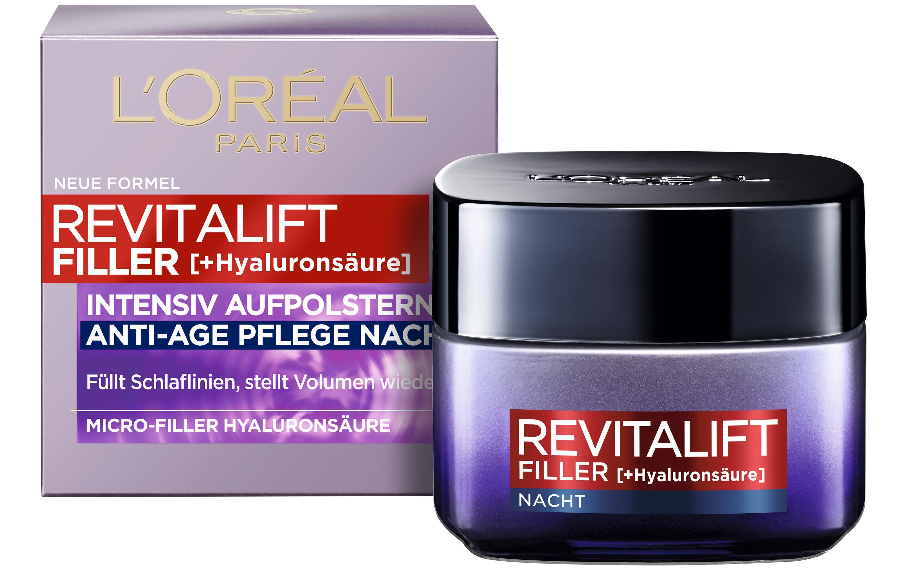 Nachtcrème Revitalift Filler +Hyaluronsäure 50 mlIntensiv aufpolsternde Anti-Age Gesichtspflege