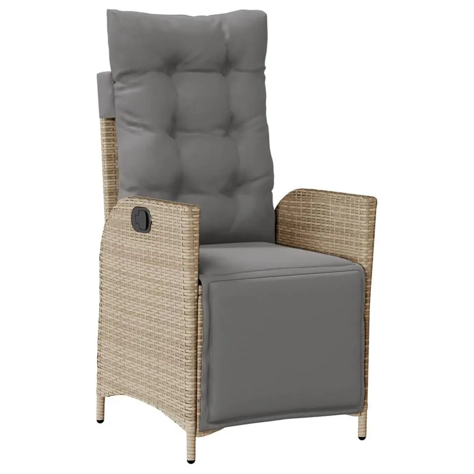 vidaXL - Verstelbare tuinstoelen en voetensteun - Beige - Poly rattan - 2 stuks