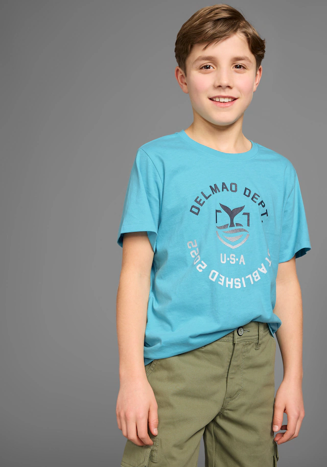 DELMAO T-Shirt »mit Logo-Print für Jungen«, Kurzarm,  Basic-Passform,  mit Logodruck,  Rundhalsausschnitt