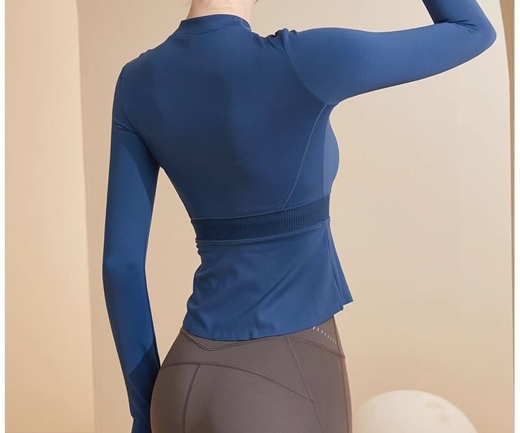 Sishan - Effen sporttop met lange mouwen en rits