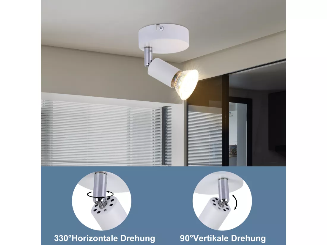 NETTLIFE Plafonnier LED 1 Ampoule blanc Plafonnier GU10 Applique d'intérieur blanc chaud spots moderne