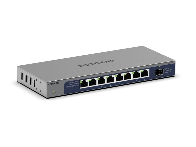 Netgear Switch GS108X-100EUS 8 Port NETGEAR GS108X unmanaged 8-Port Gigabit Switch mit 10 Gigabit SFP  Uplink