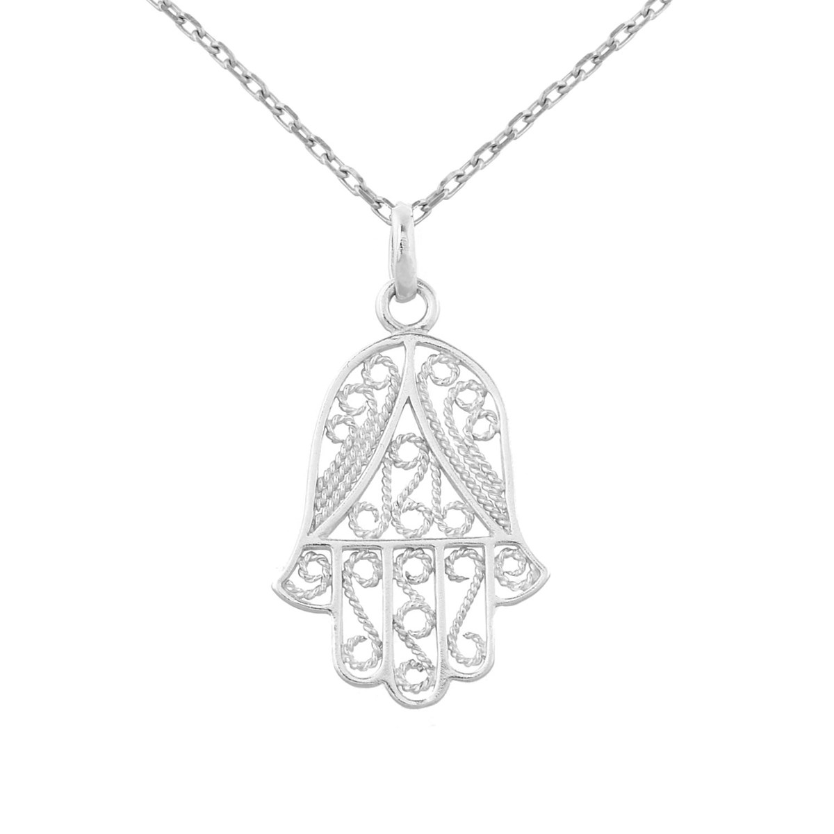 Collier main de Fatma ciselée Argent 925 Rhodié