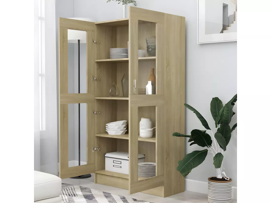 Armoire à vitrine Chêne sonoma 82,5x30,5x150 cm Aggloméré
