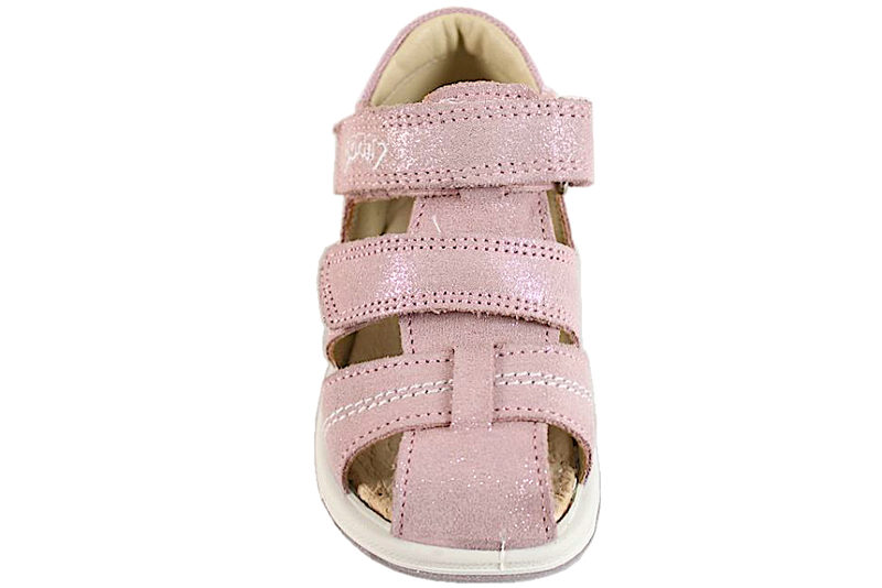 PONNY SANDAL I LYSERØDT SKIND MED GLIMMER