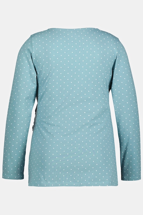 Bellieva-Wickelshirt, Punkte, V-Ausschnitt, Langarm, GOTS