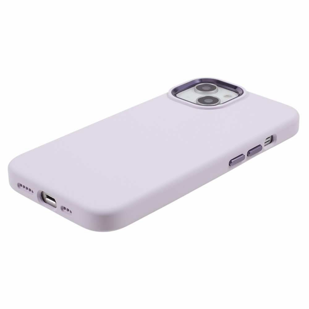 iPhone 15 Silikon Hardcase Hülle mit Metall Kamerarahmen - Lila