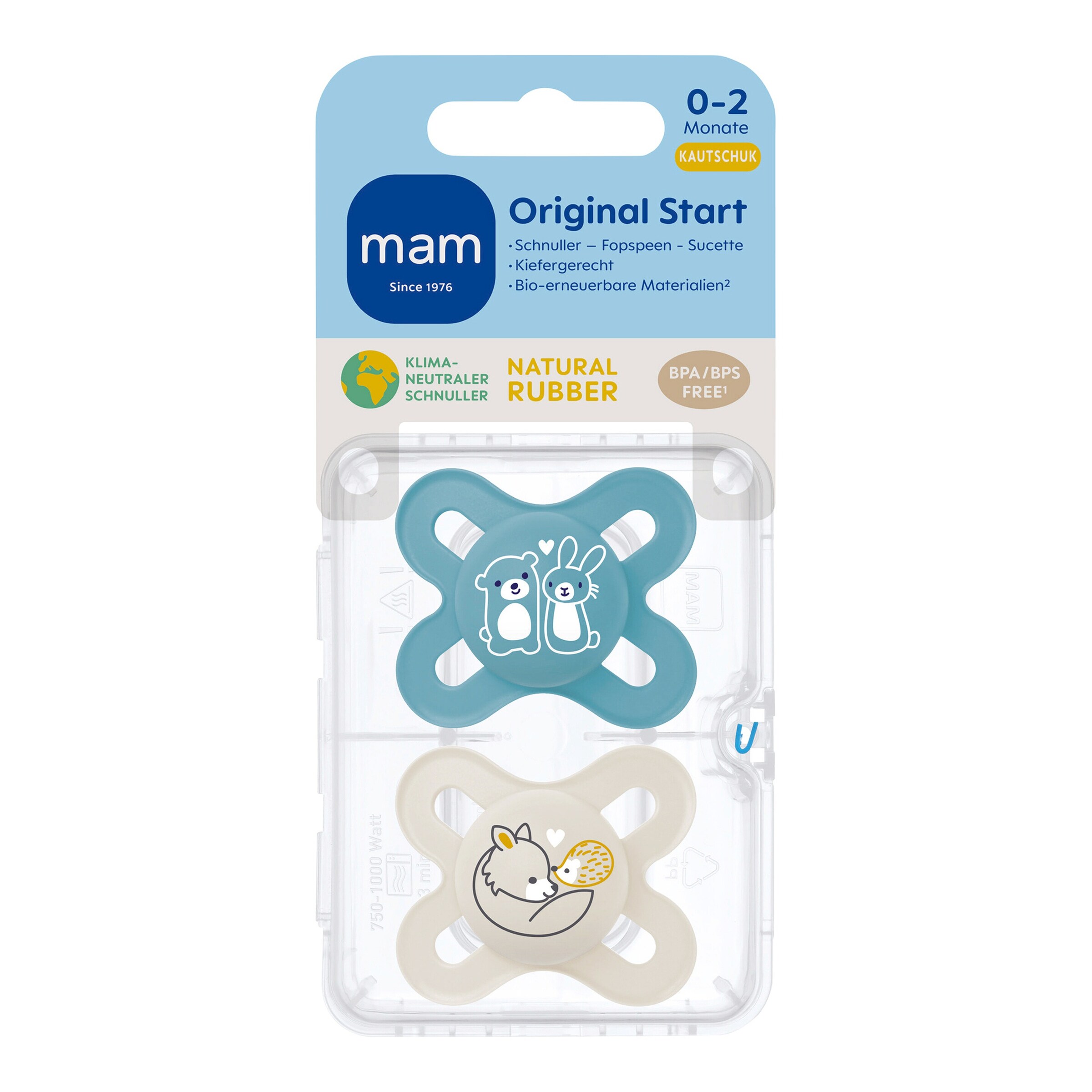 MAM 2er-Pack Schnuller Original Start Latex, 0-2M blue