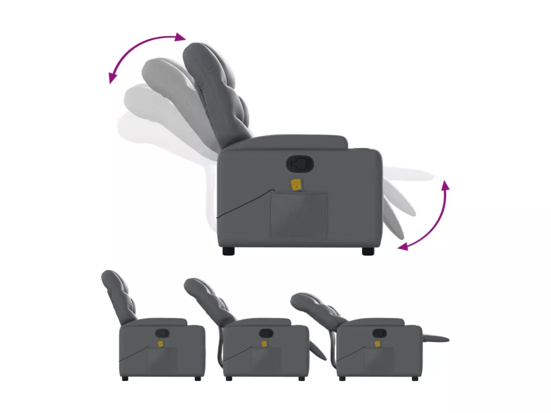 Fauteuil massant inclinable Gris Similicuir
