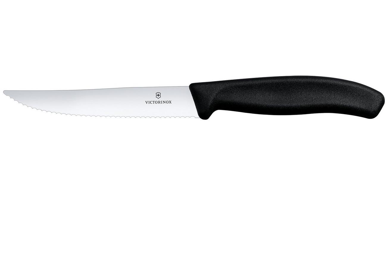 Victorinox Swiss Classic Steak & Pizza Knife 6.7933 Wavy, Black, gekarteld steakmes, 12 cm