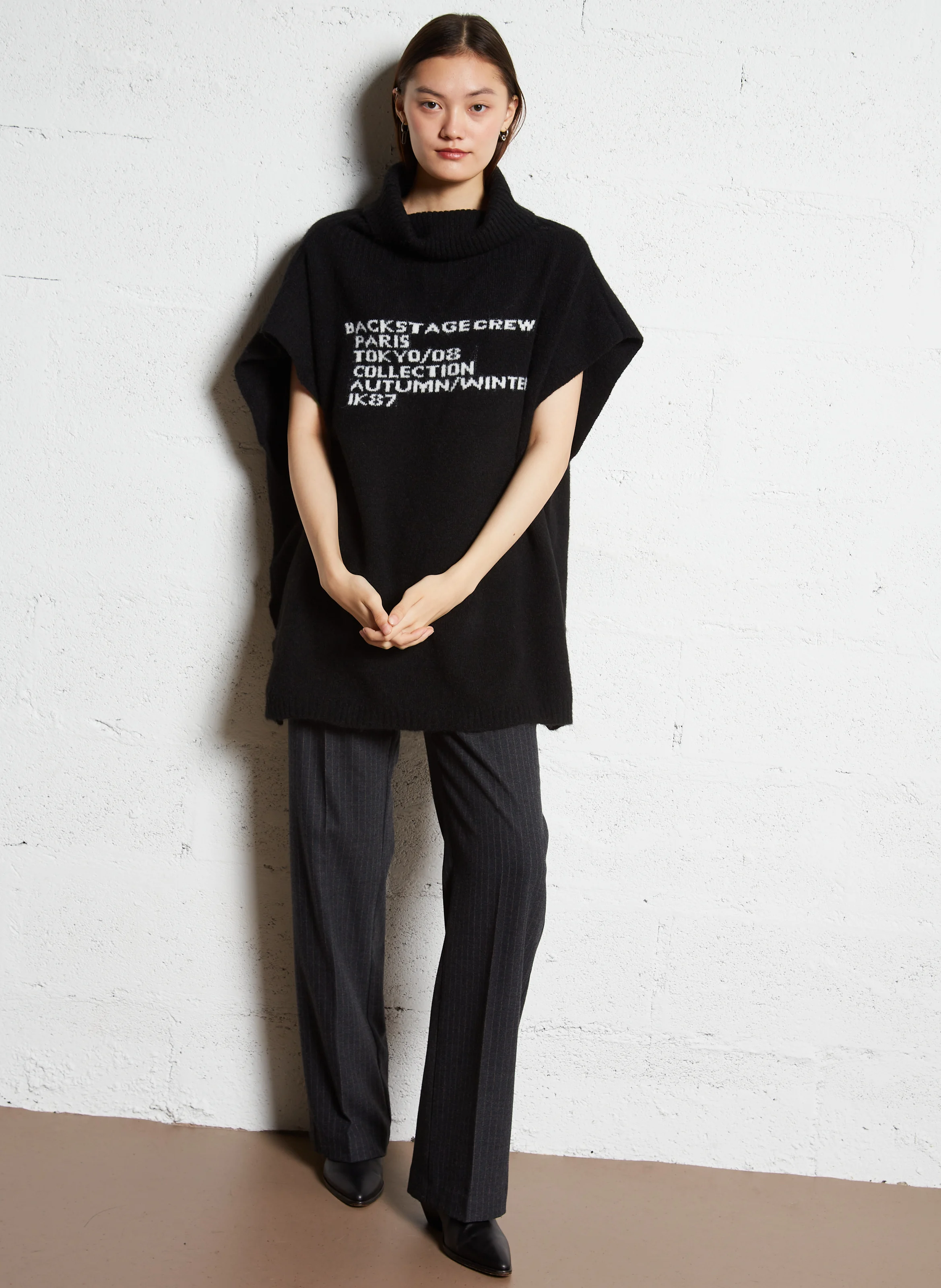 Poncho oversize col roulé | Noir