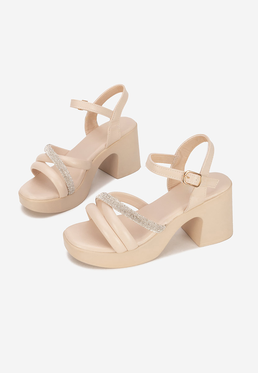Sandales à talon épais beige Jadina