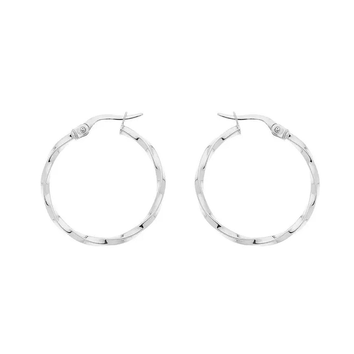Créoles Brillaxis or blanc 9 carats torsadé 20mm
